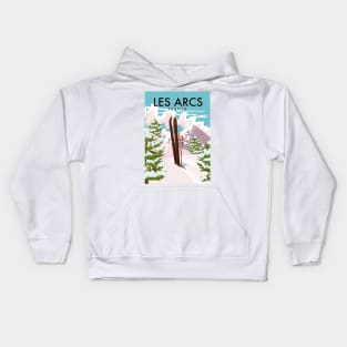 Les Arcs France travel ski poster Kids Hoodie